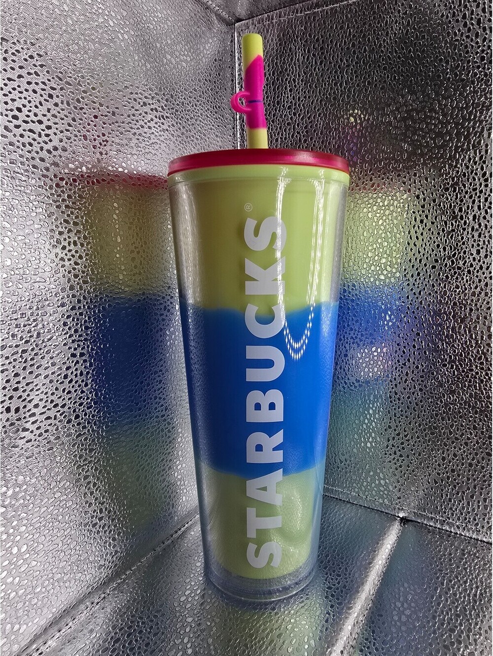 Starbucks 2023 Spring Color Changing Yellow Blue Wave Tumbler 24 oz Venti Cup